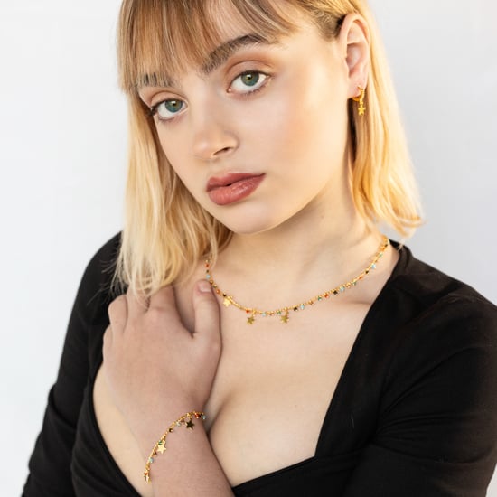 Luxenter beos necklace in 925 sterling silver and multicoloured hydrothermal quartz with 18kt yellow gold plated finish