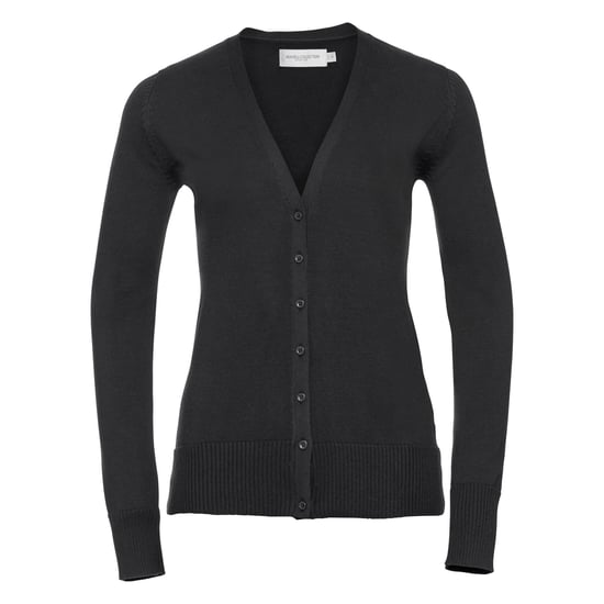 Russell Collection Ladies/Womens V-neck Knitted Cardigan (Black) - Image 1