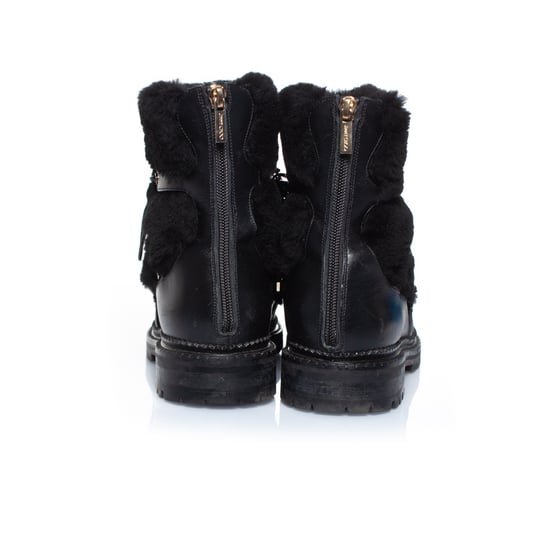 Fur embellished leather lace up boots - Image 5