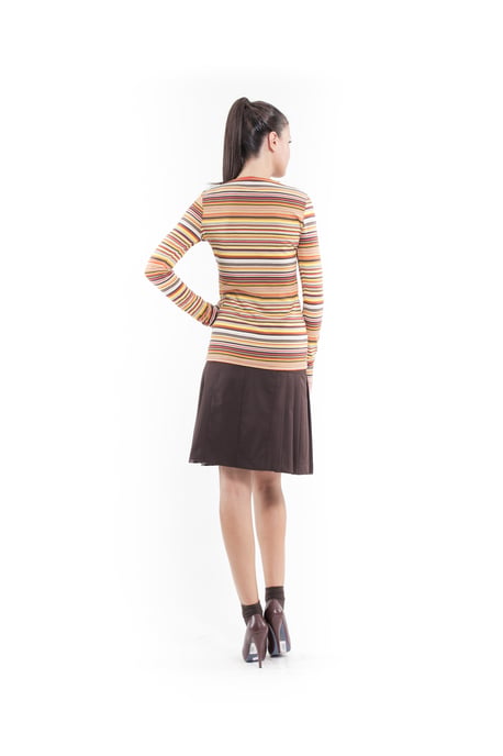 Stretch Long Sleeve Stripe Top