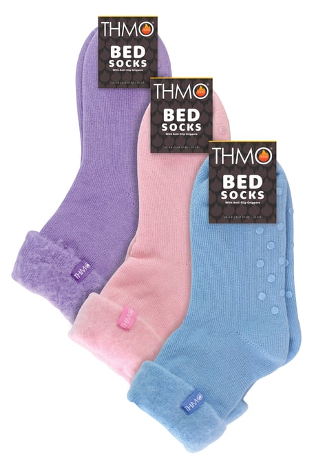 Paquete de 3 Calcetines de Cama para Mujer con Agarres | THMO | Calcetines de Vellón Antideslizantes - Multicolor - Image 2