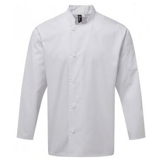Premier Mens Essential Long-Sleeved Chef Jacket (White) - Image 1