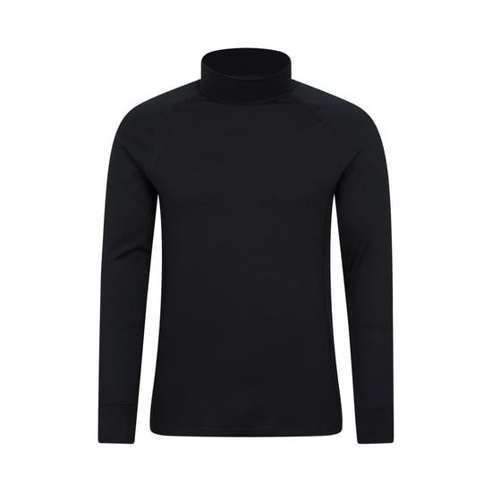 Mountain Warehouse Mens Summit Merino Wool Funnel Neck Thermal Top (Black) - Image 1