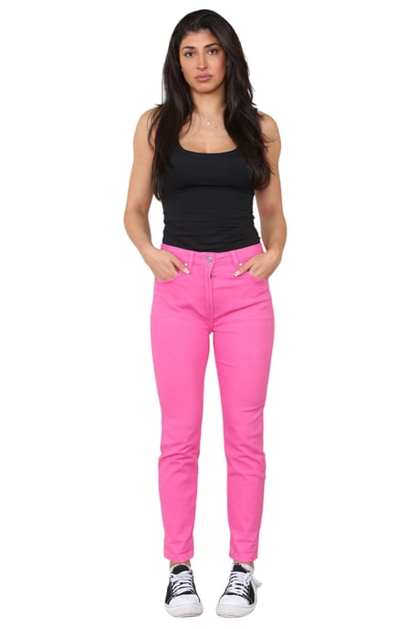 Vaqueros Mom de talle alto y pernera recta cónica de M&Co para mujer en rosa - Image 6