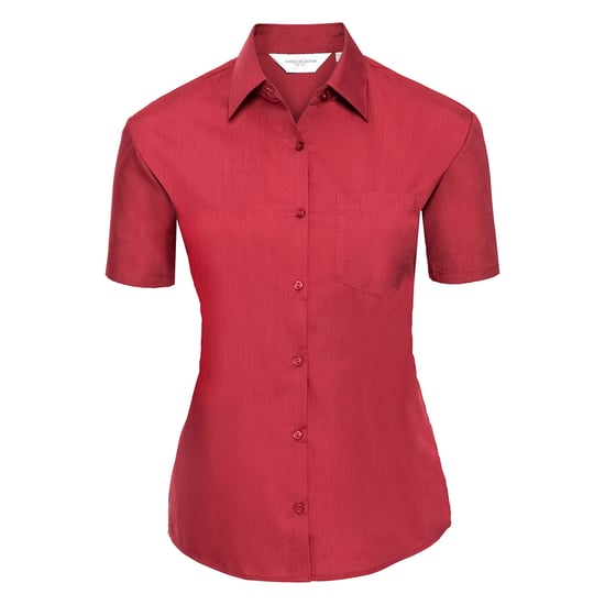 Russell Collection Womens/Ladies Classic Polycotton Easy-Care Short-Sleeved Shirt (Classic Red) - Image 1