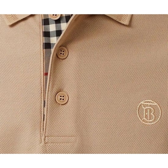 Burberry Branded Circle Logo Camel Beige Polo Shirt