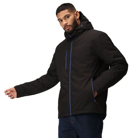 Regatta Mens Navigate Insulated Waterproof Jacket (Black/New Royal) - Image 3