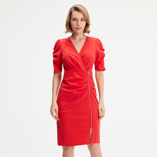 Jersey dress with zip side - Image 3
