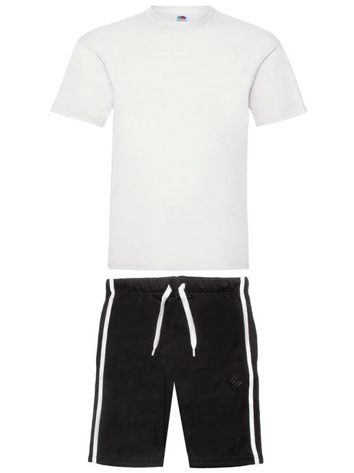 Enzo | Conjunto de camiseta y pantalón corto para hombre - Blanco/Negro - Image 1