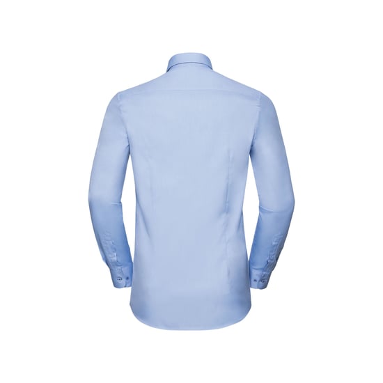 Russell Mens Contrast Herringbone Stitch Tailored Long-Sleeved Formal Shirt (Light Blue/Mid Blue/Bright Navy) - Image 2