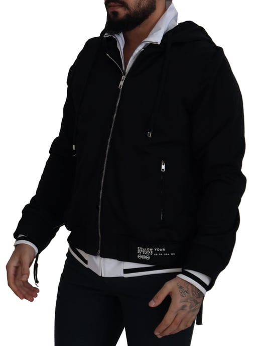 Chaqueta de hombre con capucha y cremallera completa en poliéster negro de Dolce & Gabbana - Image 4