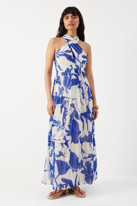 Chiffon Floral Halter Tier Maxi Dress - Image 1