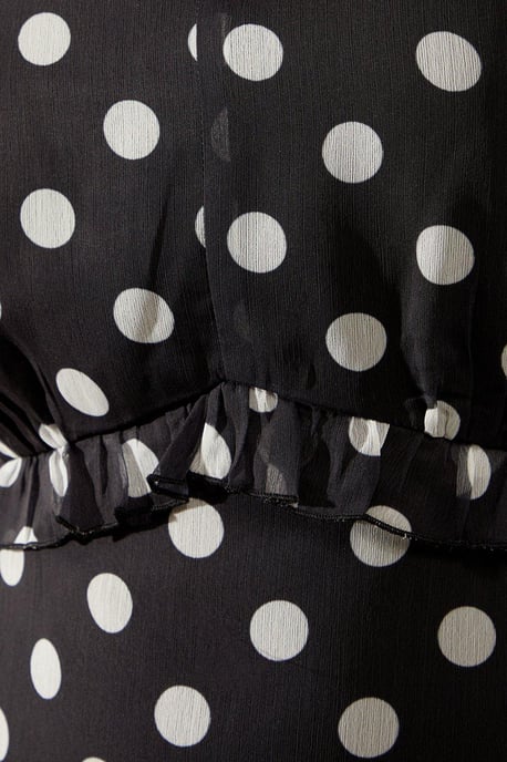 Spot Print Chiffon Ruffle Frill Maxi Dress - Image 5