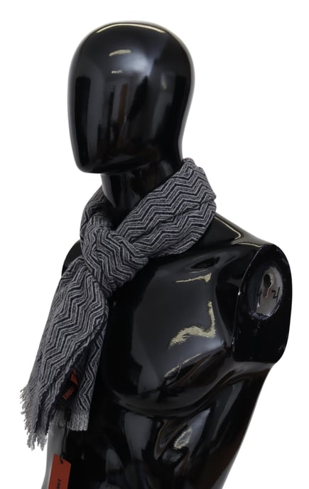 Bufanda unisex de cachemira gris con patrón de zigzag de Missoni para hombre - Image 2