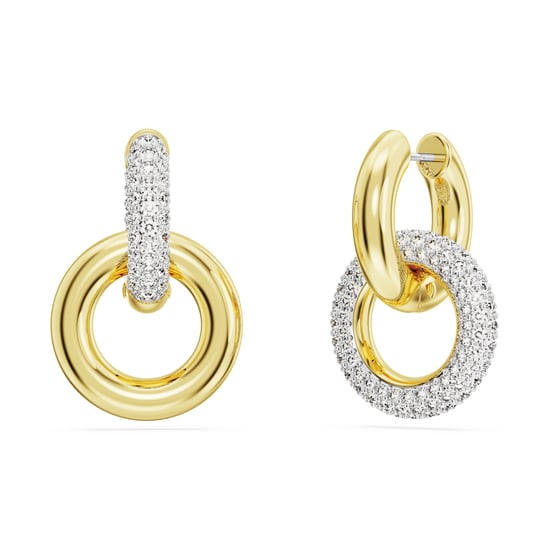 Swarovski 'Dextera' Women's Gold Plated Metal Hoop Earrings - Gold 5668818 - Image 3