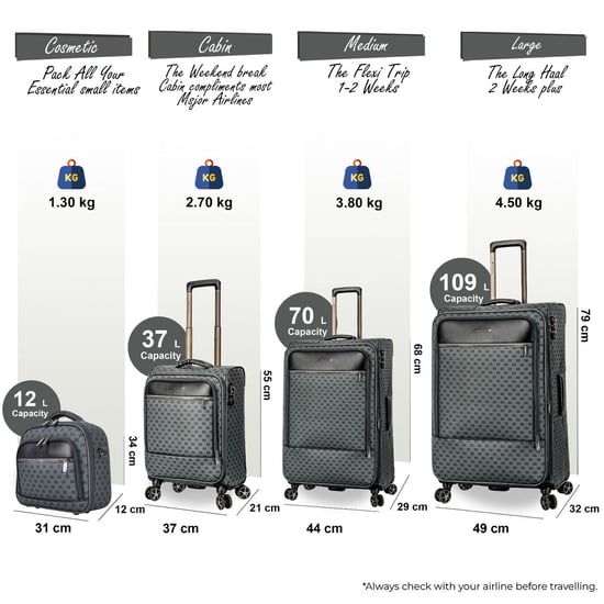 Large extended travel pack, robust Softshell suitcase set