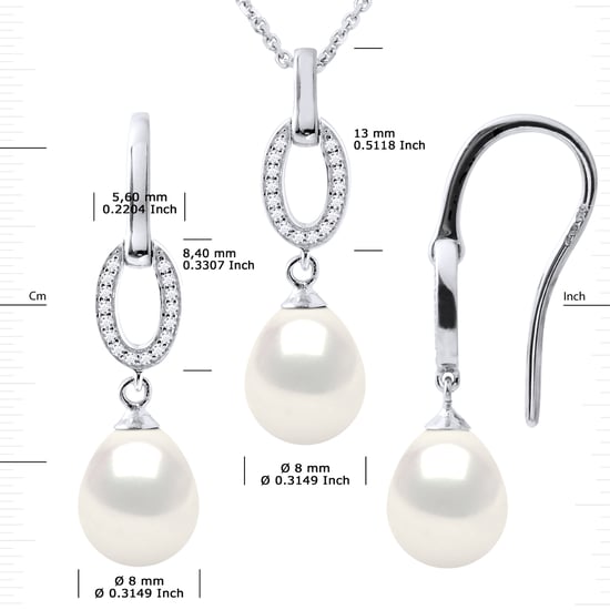 NORMANDY Adornment Necklace & Earrings Dangle Beads Sweet Water White 925