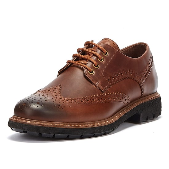 Clarks Batcombe Wing Mens Dark Tan Shoes - Image 3