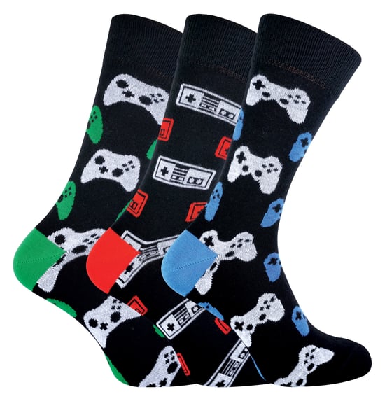 Calcetines para hombre Retro Gaming Funky Novelty Video Game 6-11 | 3 Pares - Image 1