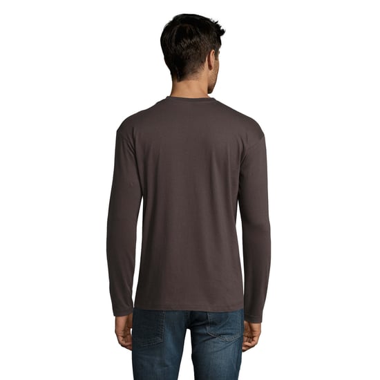 SOLS Mens Monarch Long-Sleeved T-Shirt (Dark Grey Solid) - Image 2