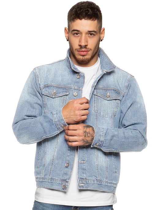 Enzo Chaqueta vaquera de diseño para hombre - Azul claro - Image 1