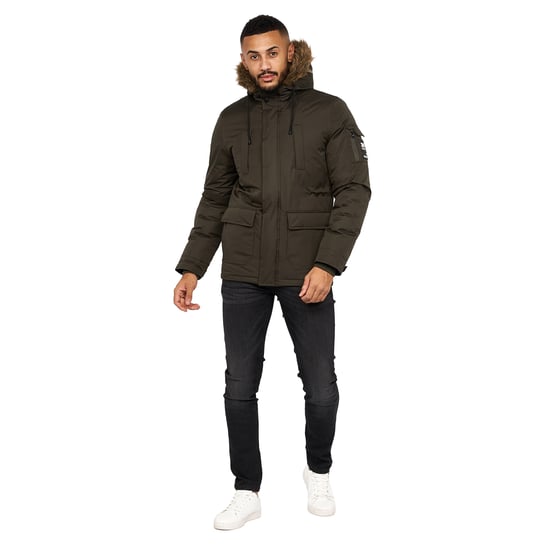 Crosshatch Mens Parkmoore Parka (Dark Olive) - Image 5