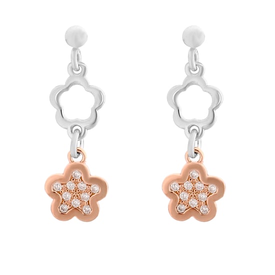 Orphelia 'Nixie' Women's 925 Sterling Silver Drop Earrings - Silver/Rose ZO-7377 - Image 1