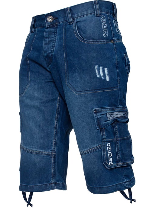 Pantalones cortos vaqueros Enzo Cargo Combat para hombre - Image 1