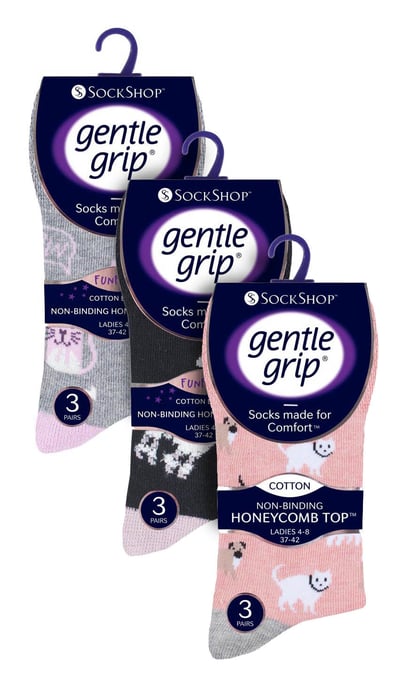 Paquete múltiple de 9 pares de calcetines no elásticos de algodón para mujer - Cats & Dogs - Image 2