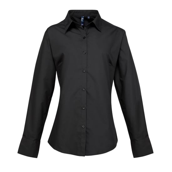 Premier Womens/Ladies Supreme Heavy Poplin Long Sleeve Work Shirt (Black) - Image 1