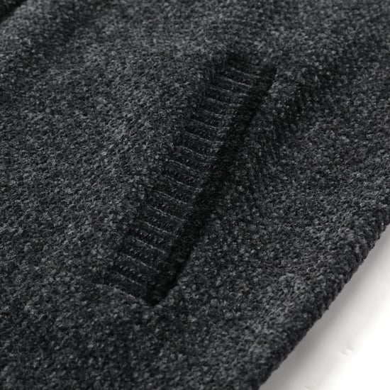Men's Cardigan with Zip and Stand-Up Collar, Lined Chunky Knit Pullover Dark Grey - Image 6