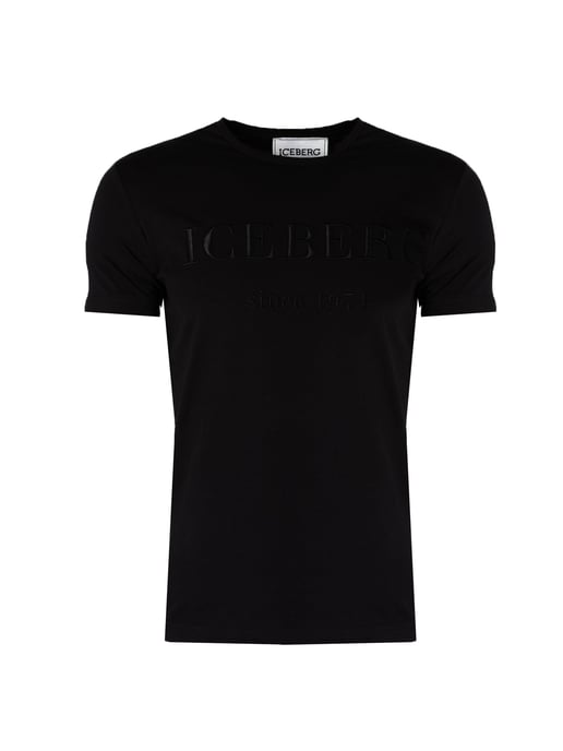 Iceberg T-Shirt C-Neck del hombre negro - Image 1