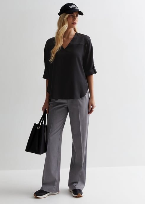 V Neckline Button Up Oversized Top