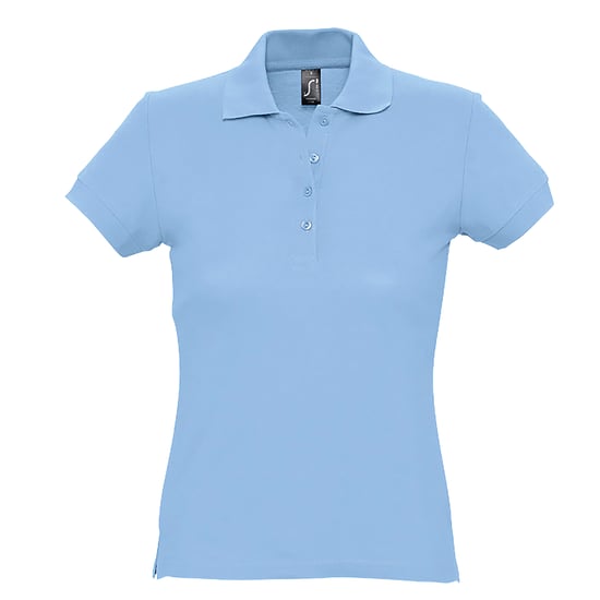 SOLS Womens/Ladies Passion Pique Short Sleeve Polo Shirt (Sky Blue) - Image 1