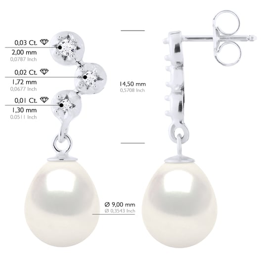 Earrings Prestige - Diamonds 0,12 Cts  - Quality HSI - White Gold - Image 2