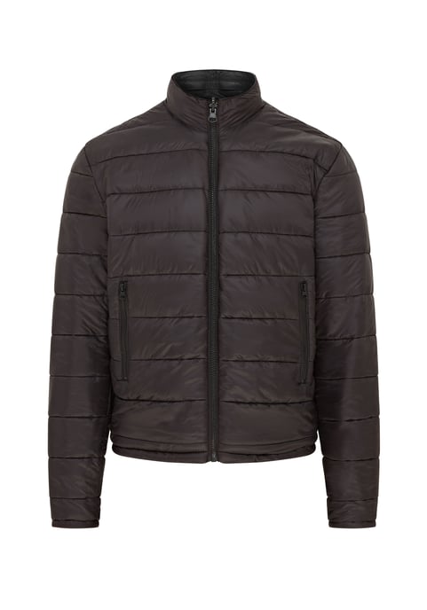 Mens Black Reversible Bomber Leather Jacket - Raufoss