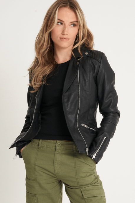 Barneys Originals Tall Belina Leather Biker Jacket