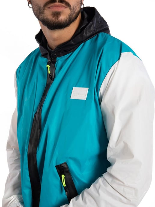 Takeshy Kurosawa Chaqueta Wind del hombre negro, Blanco, azul - Image 3