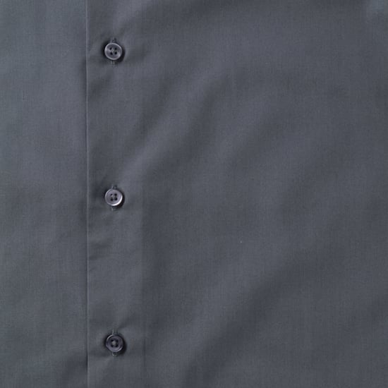 Russell Collection Mens Long Sleeve Poly-Cotton Easy Care Tailored Poplin Shirt (Convoy Grey) - Image 3