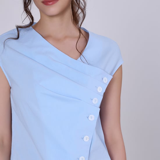 Double breasted pleated asymmetric top - Image 3