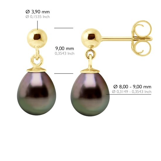Earrings Real Cultured Tahiti Pearls Pear 8-9 mm - Image 2