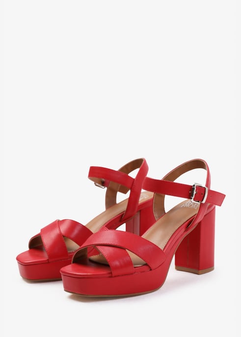 Wheres That From Womens 'Marcia' Wide Fit Statement Platform Strappy Block High Heels
