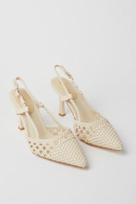 Darlena Basket Weave High Heel Slingback Court Shoes