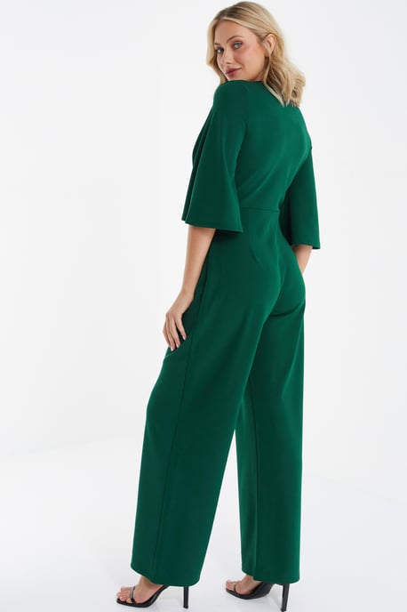 Green Tie Front Palazzo Jumpsuit