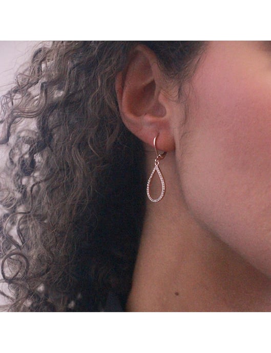 Pendientes de aro colgantes Laelia - Oro rosa y cristal - Image 4