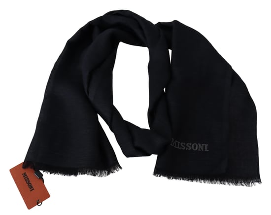 Missoni Men's Black Wool Knit Unisex Neck Wrap Fringe Scarf - Image 3