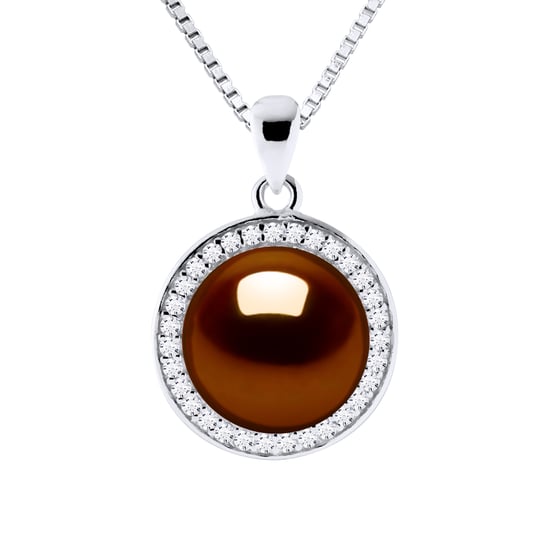 SUN Necklace Freshwater Pearl 9-10 mm Chocolate 925