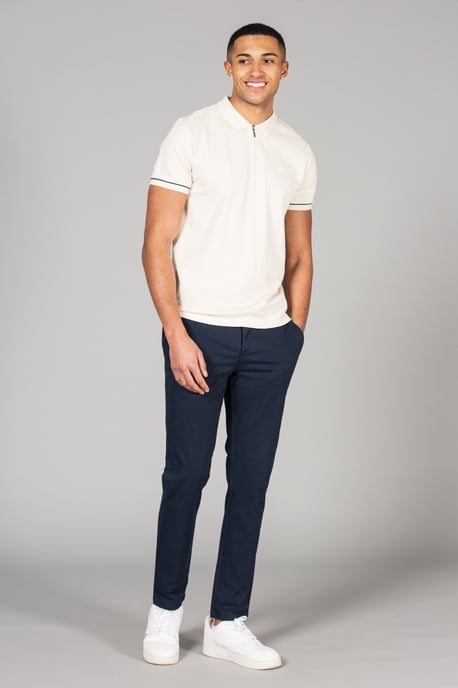 Navy Cotton Chino Trousers