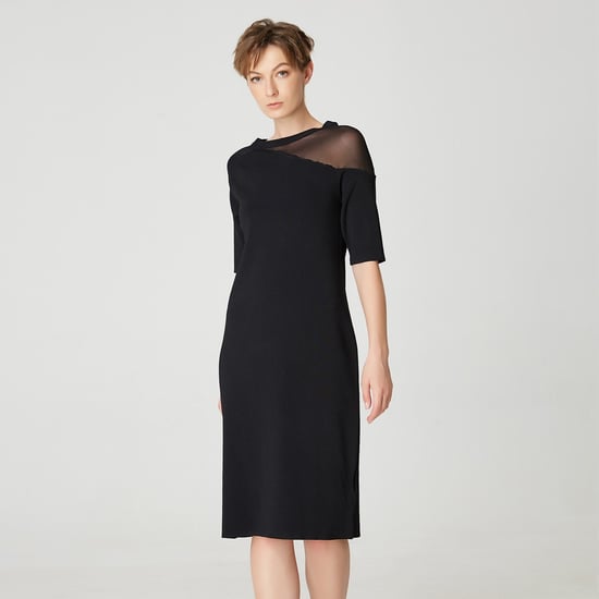 Minimalist jersey dress with asymmetrical cutting - Image 2