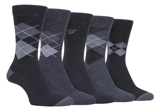 Farah - Pack de 5 calcetines de algodón para hombre, finos, transpirables y con diseño de argyle - FCS270BLKCHA (Argyle) - Image 1